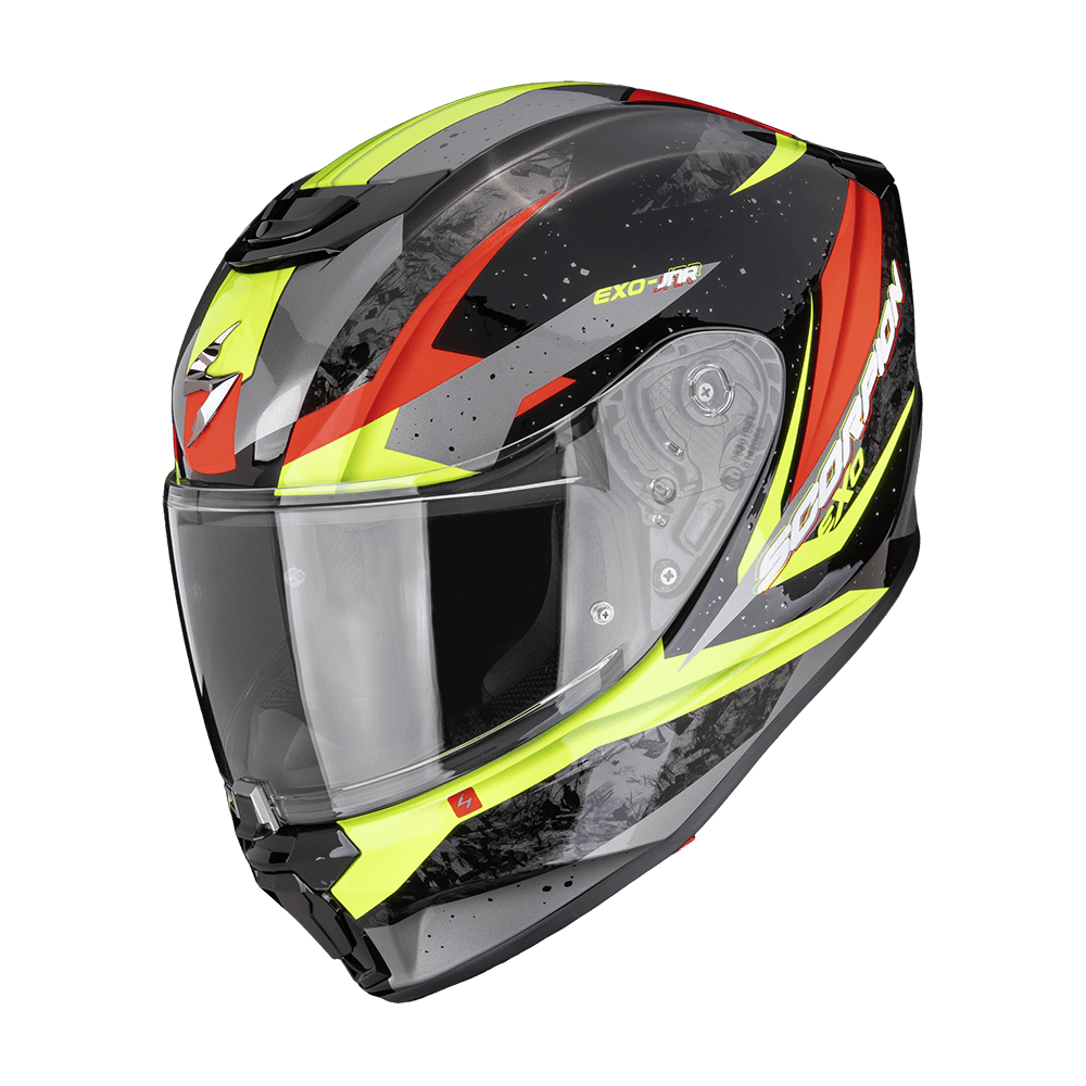 Dětská moto přilba SCORPION EXO-JNR AIR TAKO černo/fluo žluto/červená