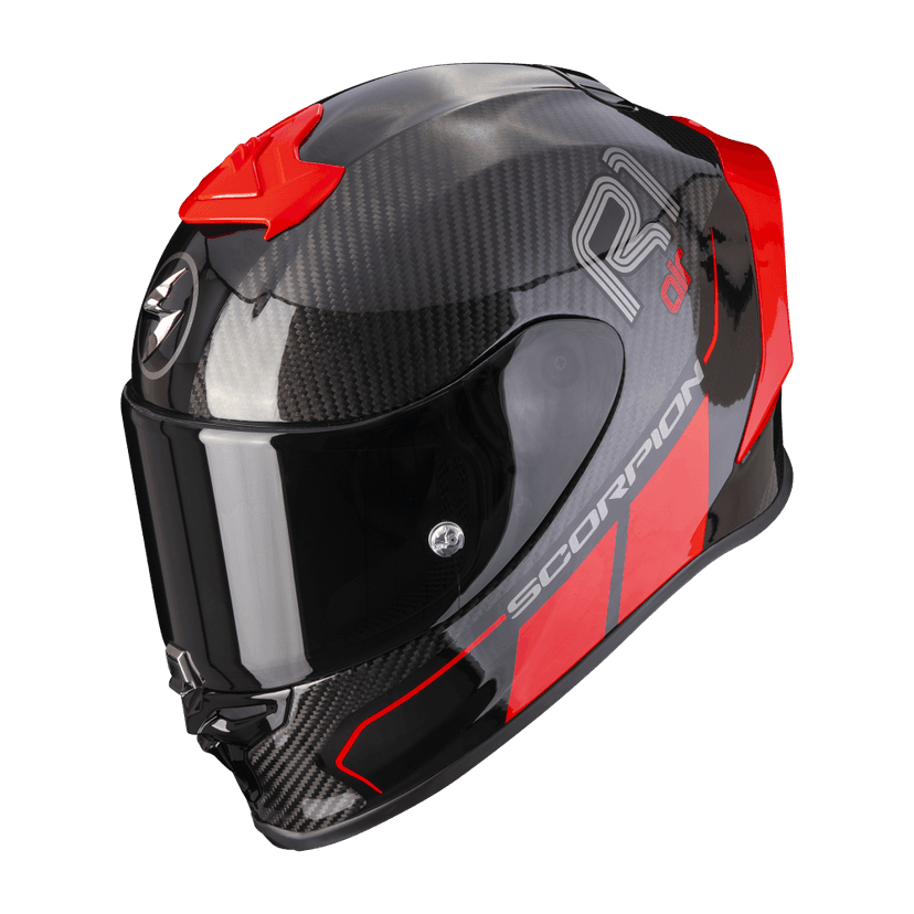 Moto přilba SCORPION EXO-R1 EVO CARBON AIR CORPUS II červená