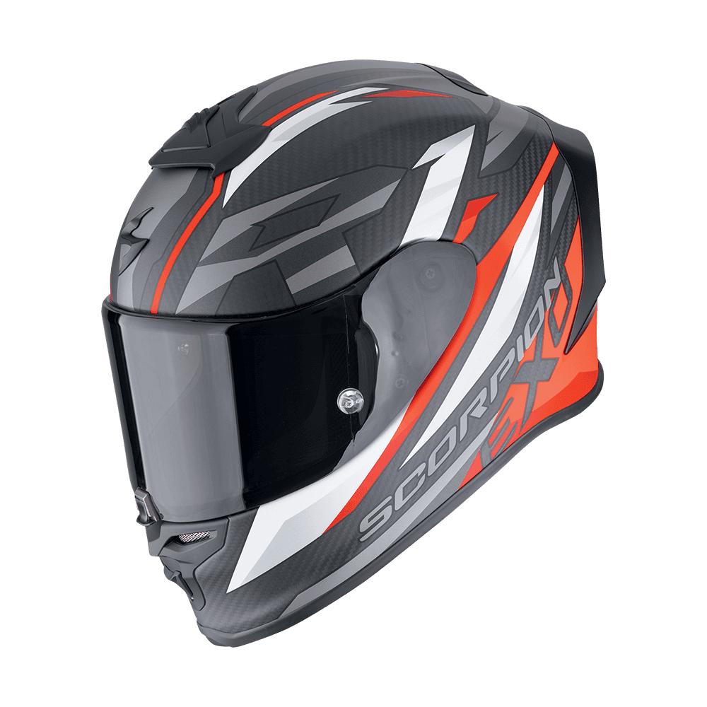 Moto přilba SCORPION EXO-R1 EVO CARBON AIR RUNNER matná černo/červená