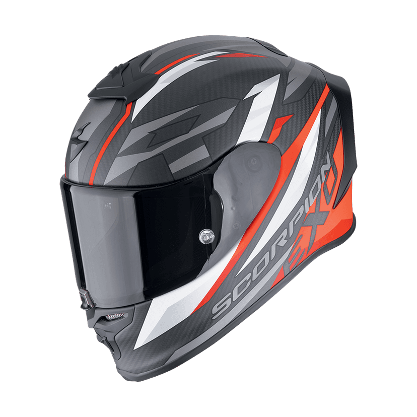 Moto přilba SCORPION EXO-R1 EVO CARBON AIR RUNNER matná černo/červená