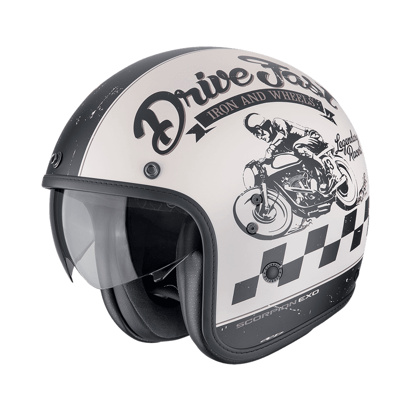Moto přilba SCORPION BELFAST EVO DRIVE FAST matná krémovo/černá