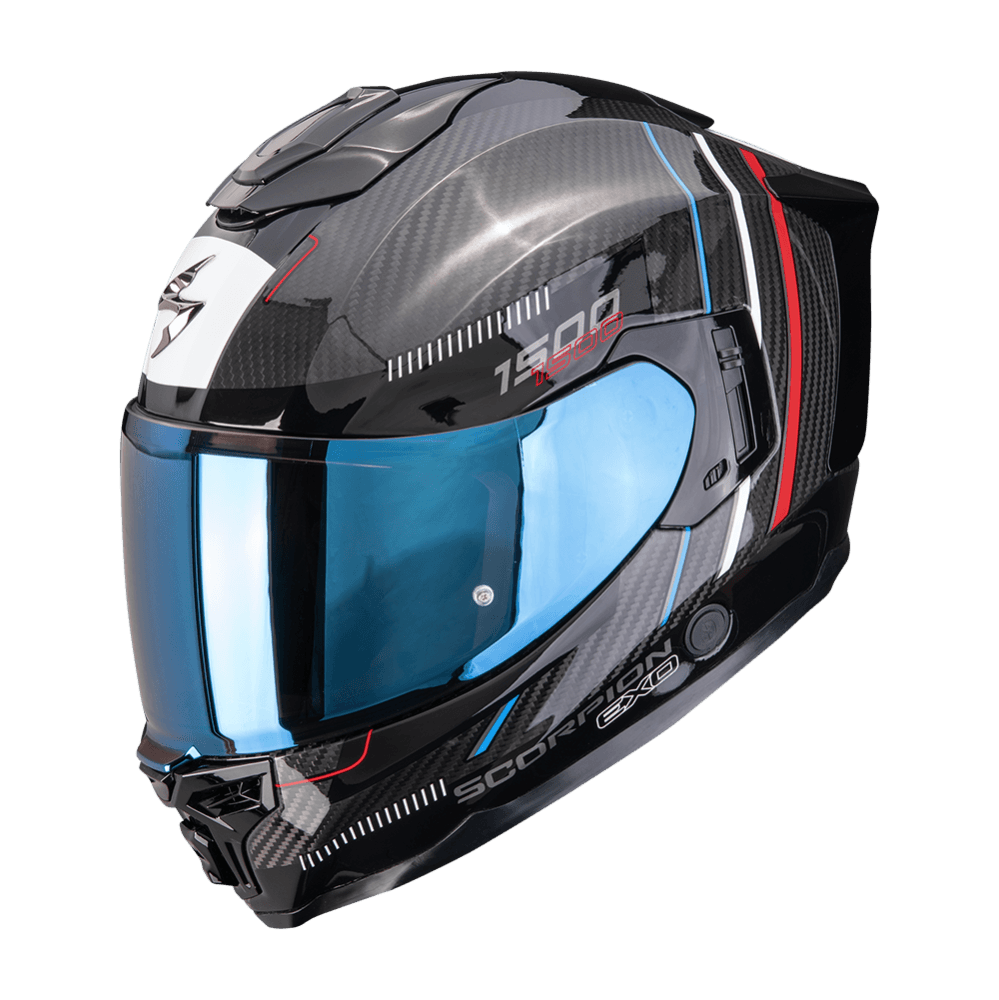 Moto přilba SCORPION EXO-1500 CARBON AIR ZITY černo/červeno/modrá