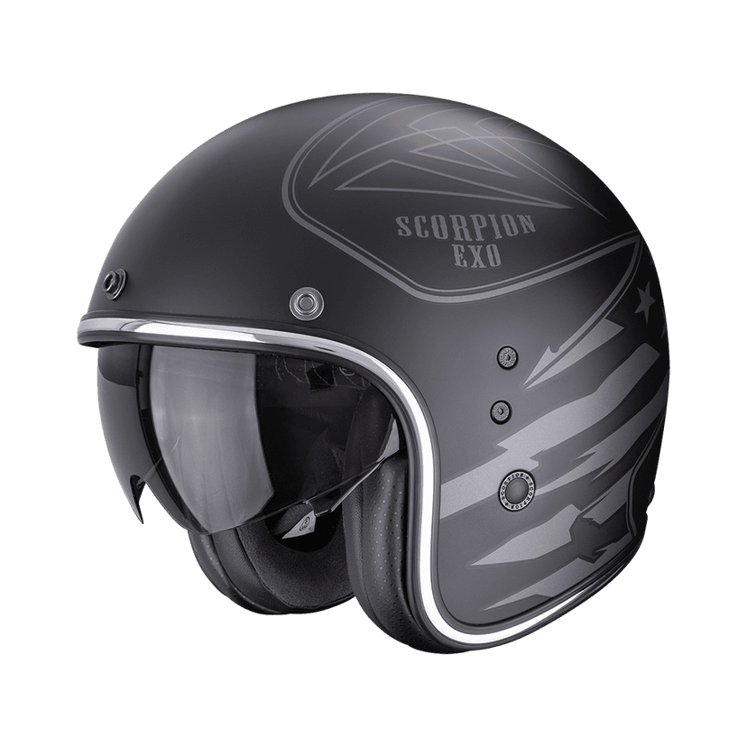 Moto přilba SCORPION BELFAST EVO DAWG matná černo/stříbrná