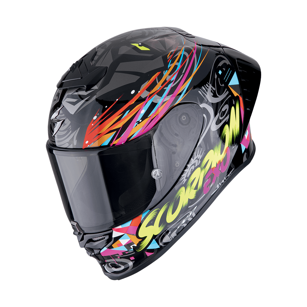 Moto přilba SCORPION EXO-R1 EVO II AIR SAVAGE černo/modro/růžová