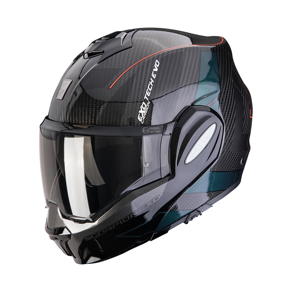 Moto přilba SCORPION EXO-TECH EVO CARBON CAD černo/zelená