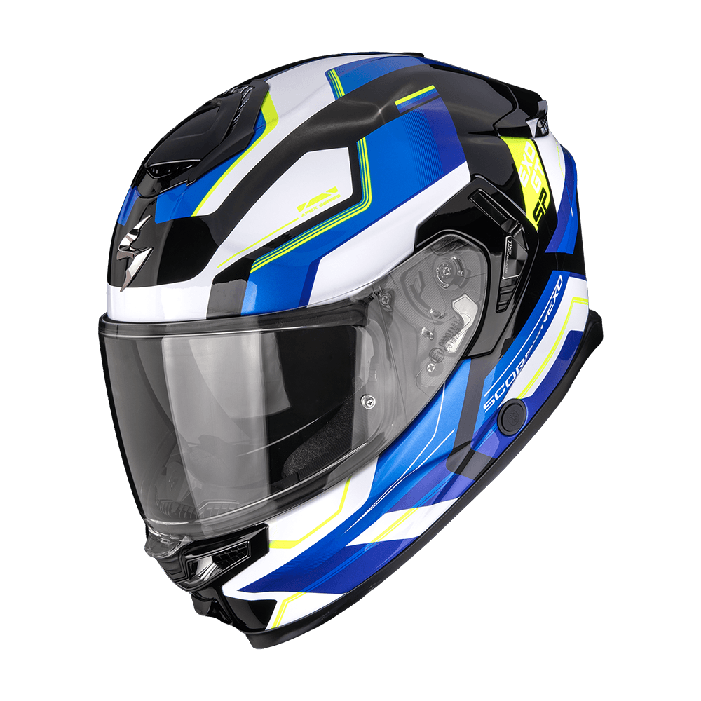 Moto přilba SCORPION EXO-GT SP CARBON AIR ARKON čeno/bílo/modrá