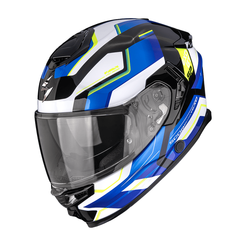 Moto přilba SCORPION EXO-GT SP CARBON AIR ARKON čeno/bílo/modrá