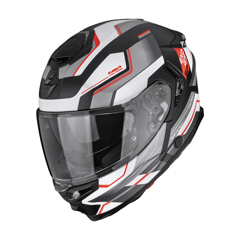 Moto přilba SCORPION EXO-GT SP CARBON AIR ARKON matná černo/stříbrno/červená