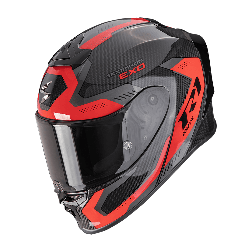 Moto přilba SCORPION EXO-R1 EVO CARBON AIR PROPEL černo/červená