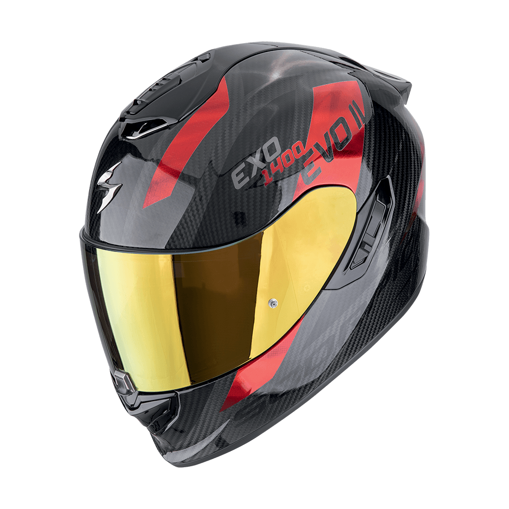 Moto přilba SCORPION EXO-1400 EVO II CARBON AIR PLATTED černo/červená