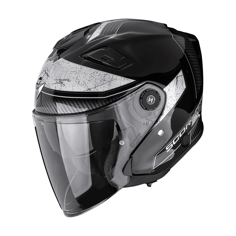 Moto přilba SCORPION EXO-GT JET CARBON CREST černo/stříbrná