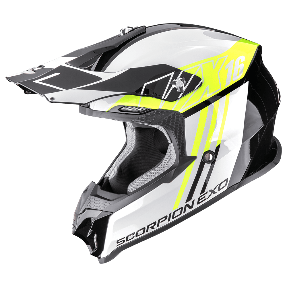 Moto přilba SCORPION VX-16 EVO AIR LIGNES černo/fluo žlutá