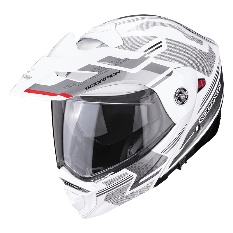 Moto přilba SCORPION ADX-2 CARRERA perleťově bílo/stříbrná - S PINLOCKEM