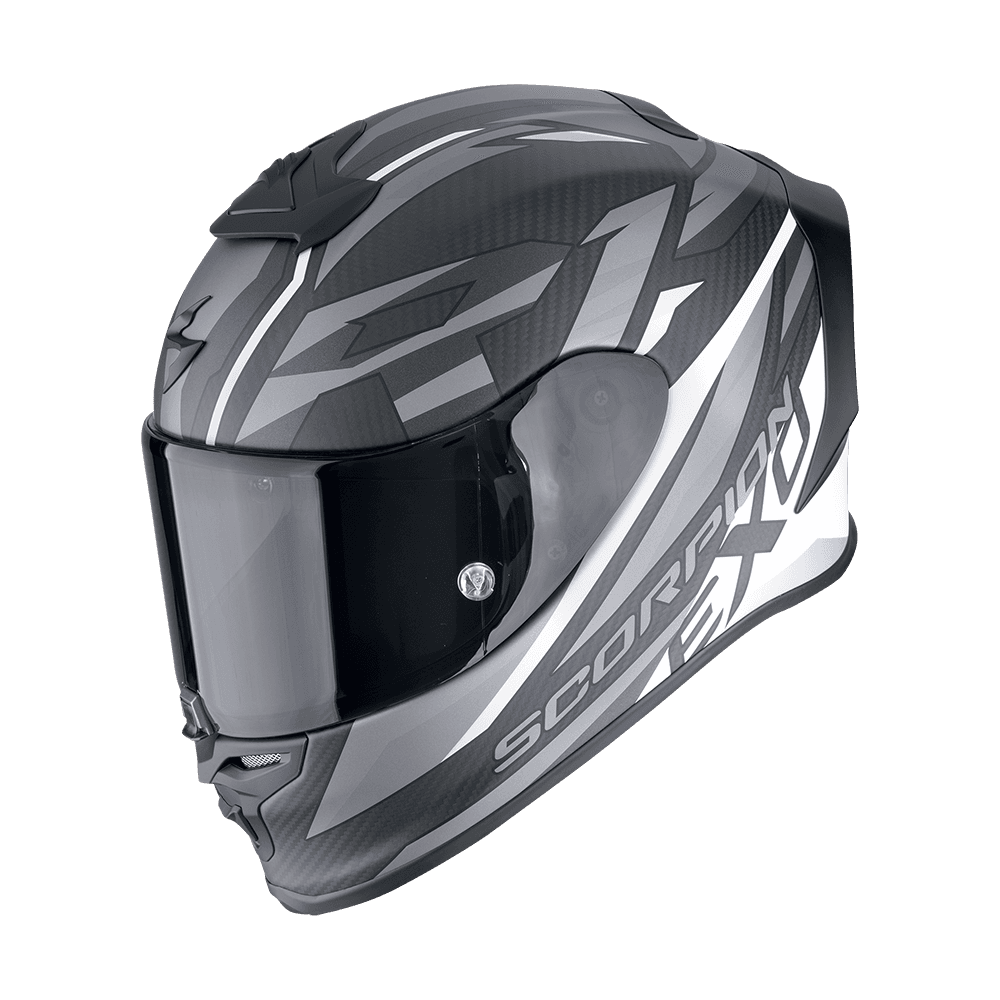 Moto přilba SCORPION EXO-R1 EVO CARBON AIR RUNNER matná černo/bílá