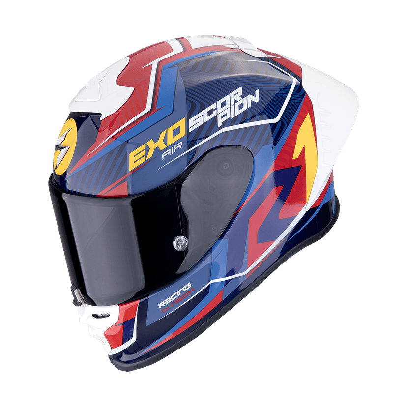 Moto přilba SCORPION EXO-R1 EVO II AIR COUP modro/červeno/žlutá
