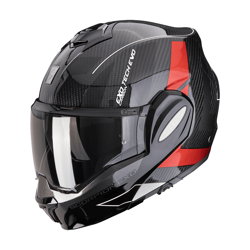 Moto přilba SCORPION EXO-TECH EVO CARBON CAD hologram černo/červená