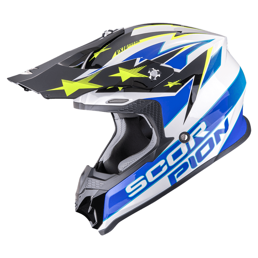Moto přilba SCORPION VX-16 EVO AIR PATRIOT bílo/modro/žlutá