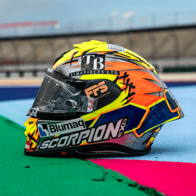 Moto přilba SCORPION EXO-R1 EVO II AIR ARON MISANO stříbrno/fluo žluto/modrá 5