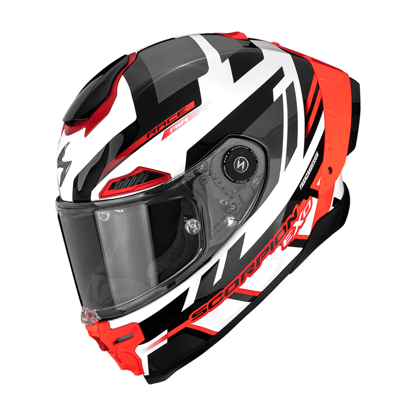 Moto přilba SCORPION EXO-RACE CARBON AIR FIM2 FURY bílo/stříbrno/červená