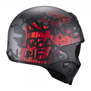 Moto přilba SCORPION COVERT-X WALL matná tmavě stříbrno/červená 3