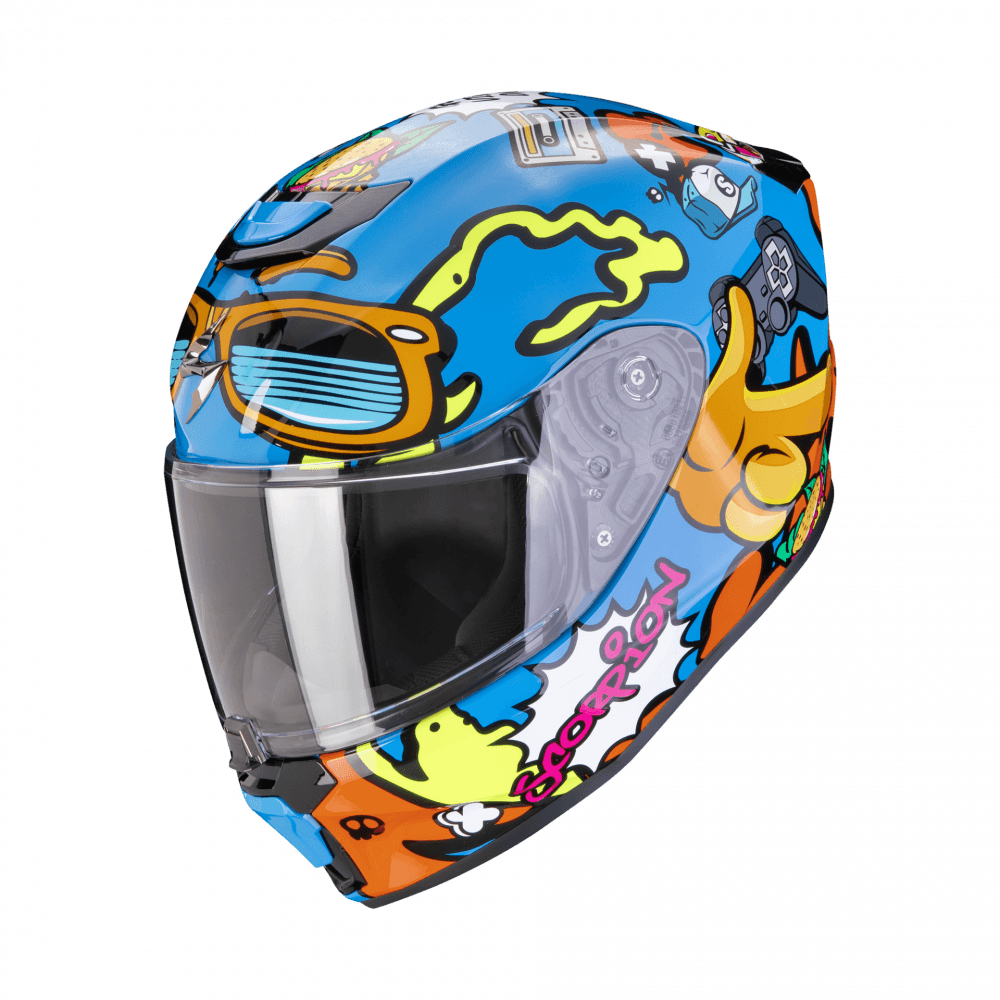Dětská moto přilba SCORPION EXO-JNR AIR FUN modro/oranžová