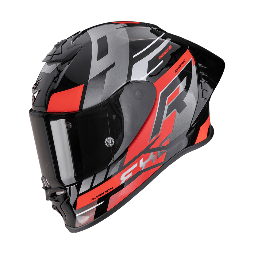 Moto přilba SCORPION EXO-R1 EVO II AIR ADRENALINE černo/červeno/stříbrná