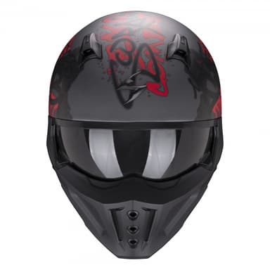 Moto přilba SCORPION COVERT-X WALL matná tmavě stříbrno/červená 2