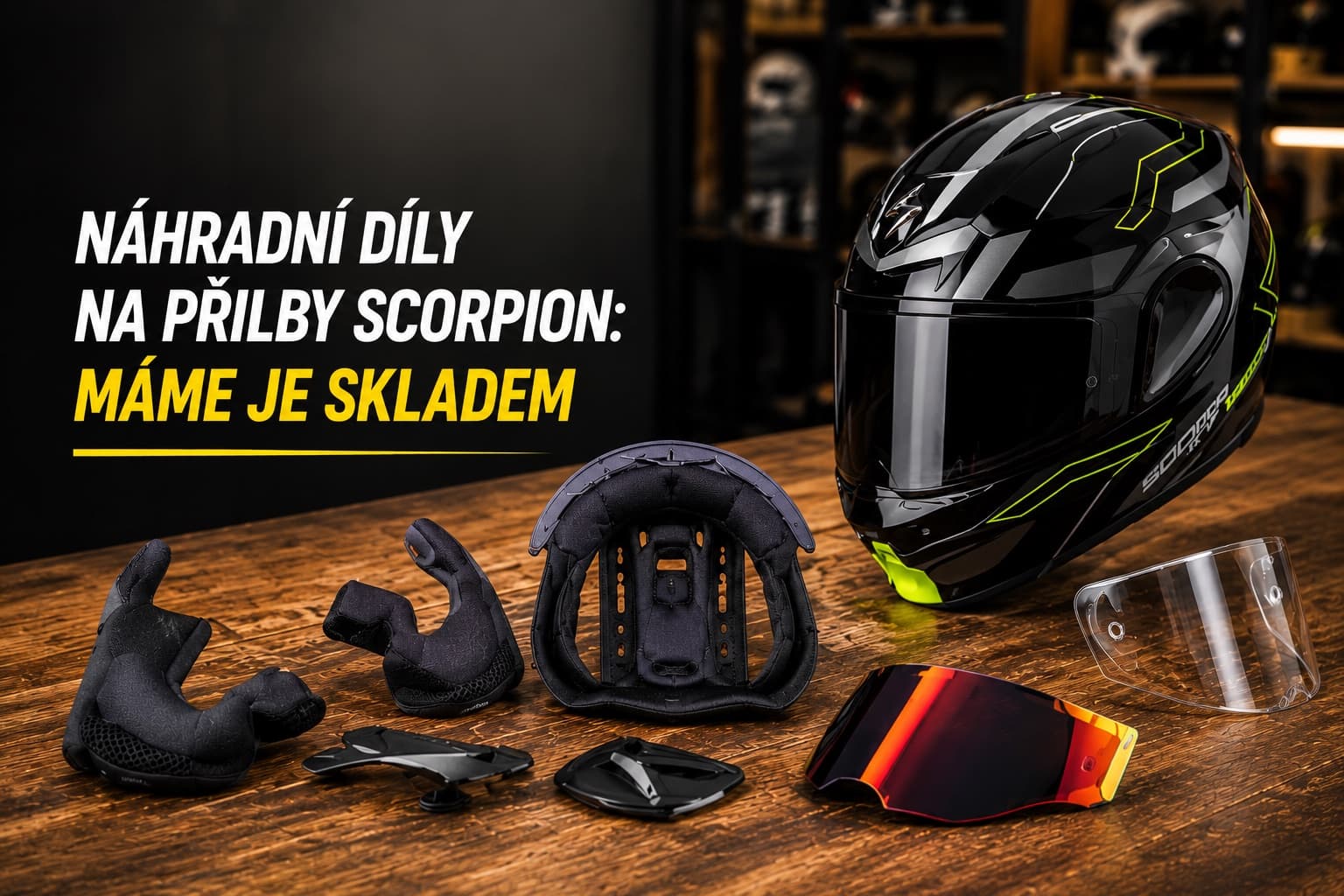 Náhradní díly na přilby Scorpion: máme je skladem
