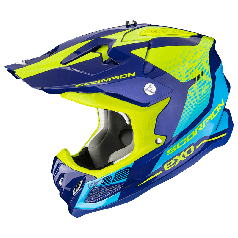 Moto přilba SCORPION VX-22 AIR ATTIS modro/fluo žlutá