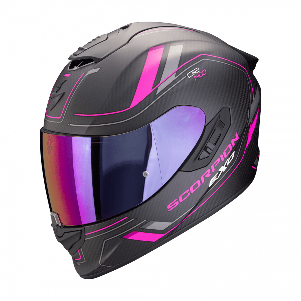 Moto přilba SCORPION EXO-1400 EVO II CARBON AIR MIRAGE matná černo/růžová