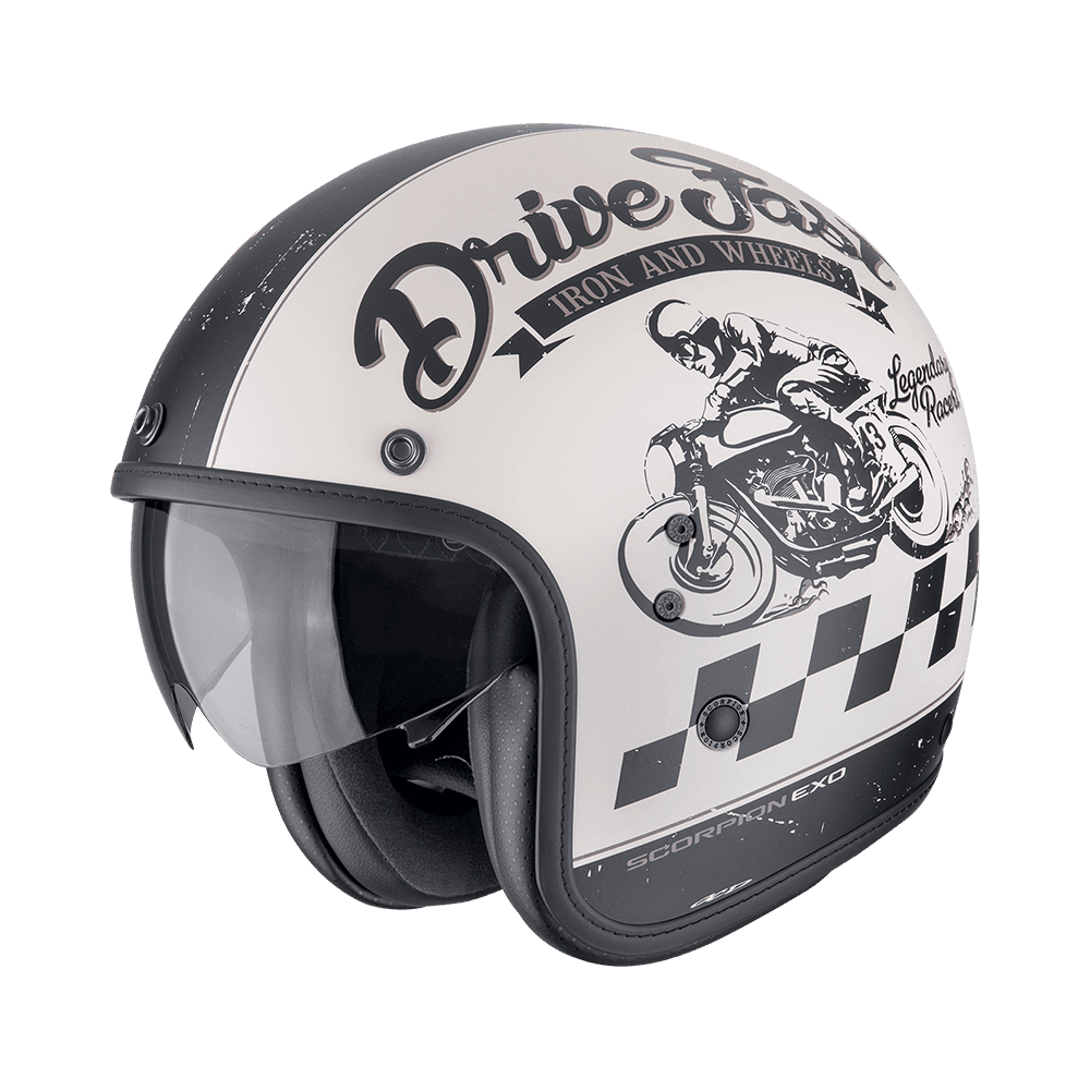 Moto přilba SCORPION BELFAST EVO DRIVE FAST matná krémovo/černá