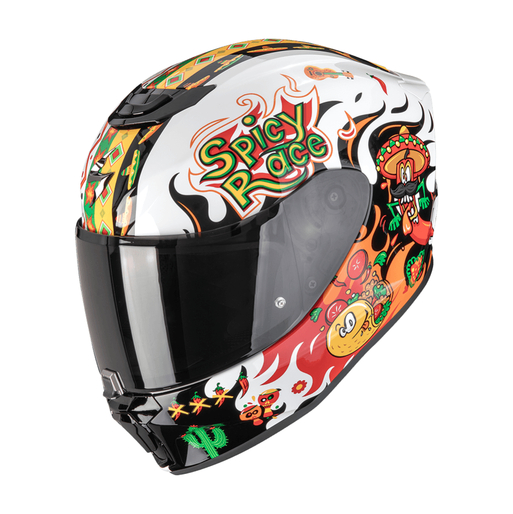 Dětská moto přilba SCORPION EXO-JNR AIR YUCATAN bílo/oranžovo/černá