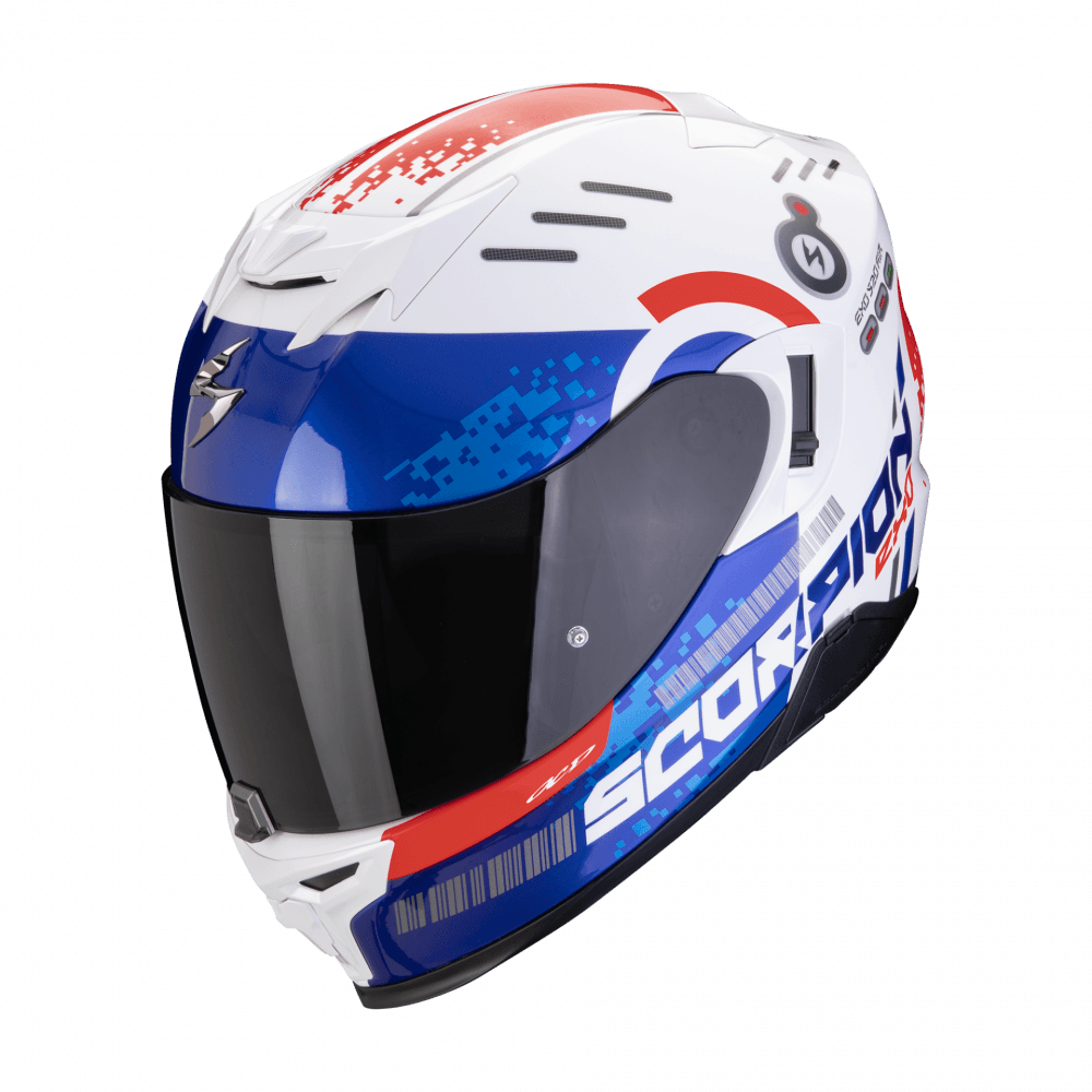 Moto přilba SCORPION EXO-520 EVO AIR TITAN bílo/modro/červená