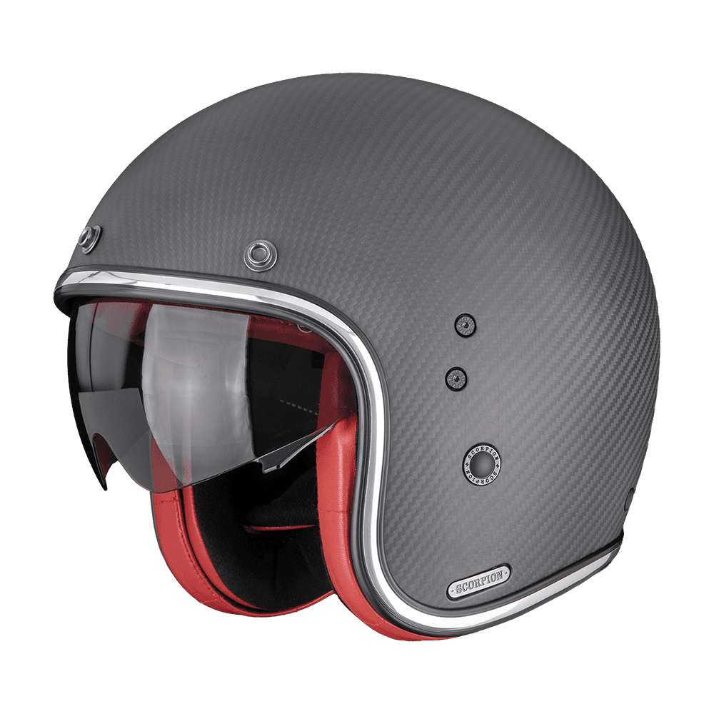 Moto přilba SCORPION BELFAST II CARBON solid matná černo/červená
