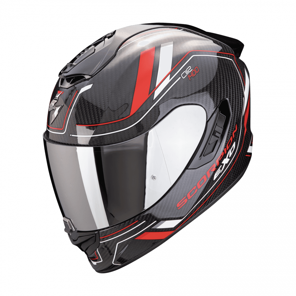 Moto přilba SCORPION EXO-1400 EVO II CARBON AIR MIRAGE černo/červeno/bílá