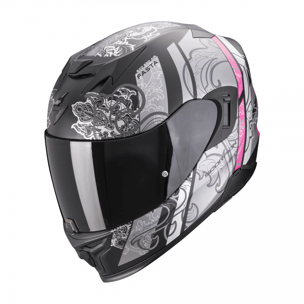 Moto přilba SCORPION EXO-520 EVO AIR FASTA matná černo/stříbrno/růžová