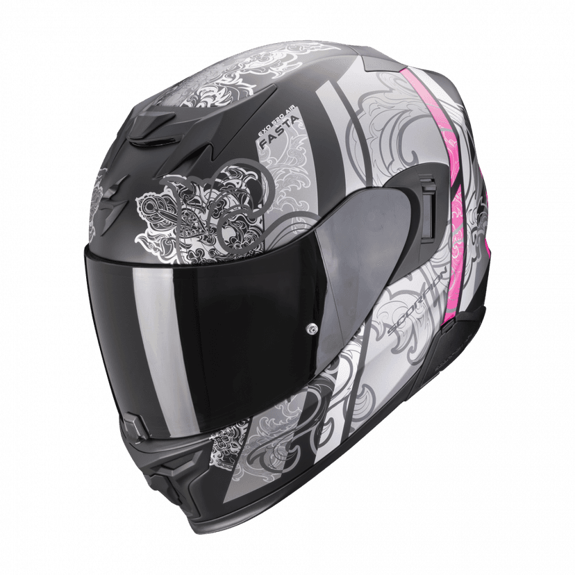 Moto přilba SCORPION EXO-520 EVO AIR FASTA matná černo/stříbrno/růžová