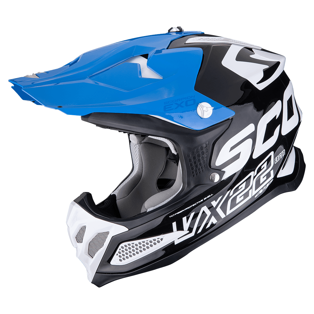 Moto přilba SCORPION VX-22 AIR UPDOWN černo/bílo/modrá