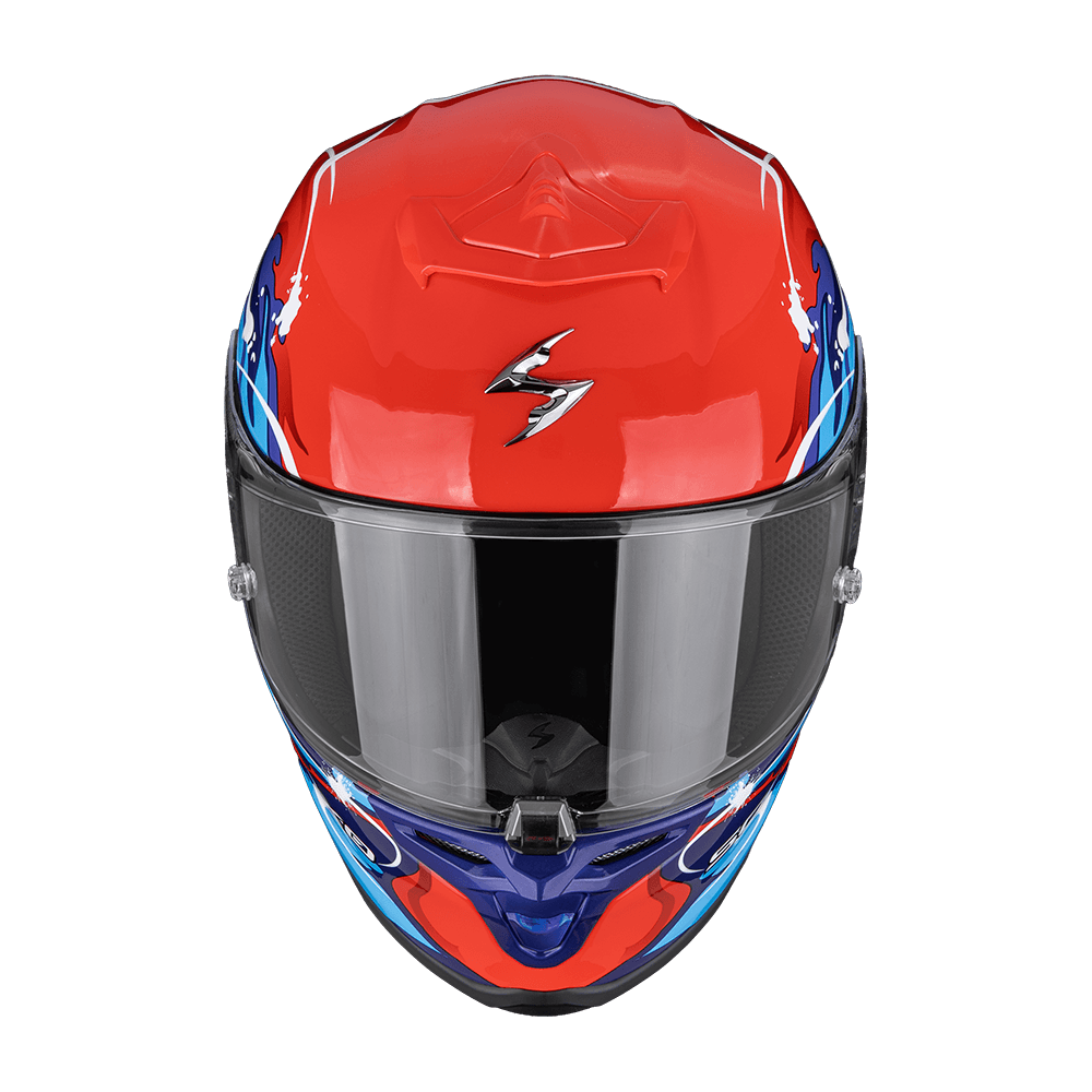 Moto přilba SCORPION EXO-R1 EVO II AIR THRUST červeno/modrá