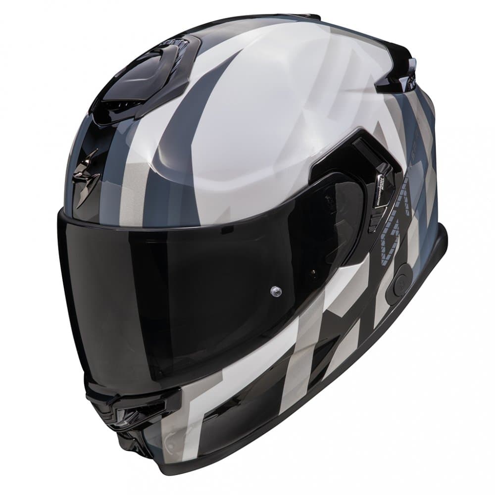 Moto přilba SCORPION EXO-GT SP AIR TOURADVEN perleťově bílo/stříbrná