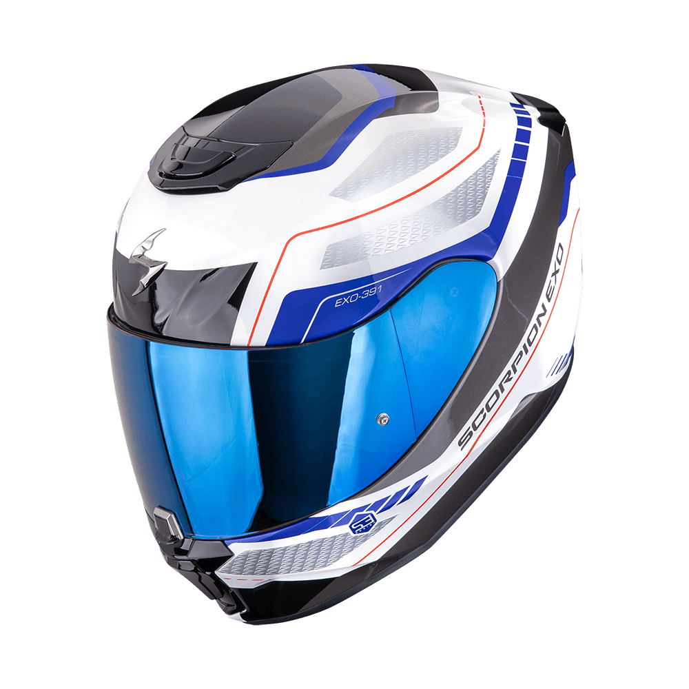 Moto přilba SCORPION EXO-391 LEO bílo/modrá