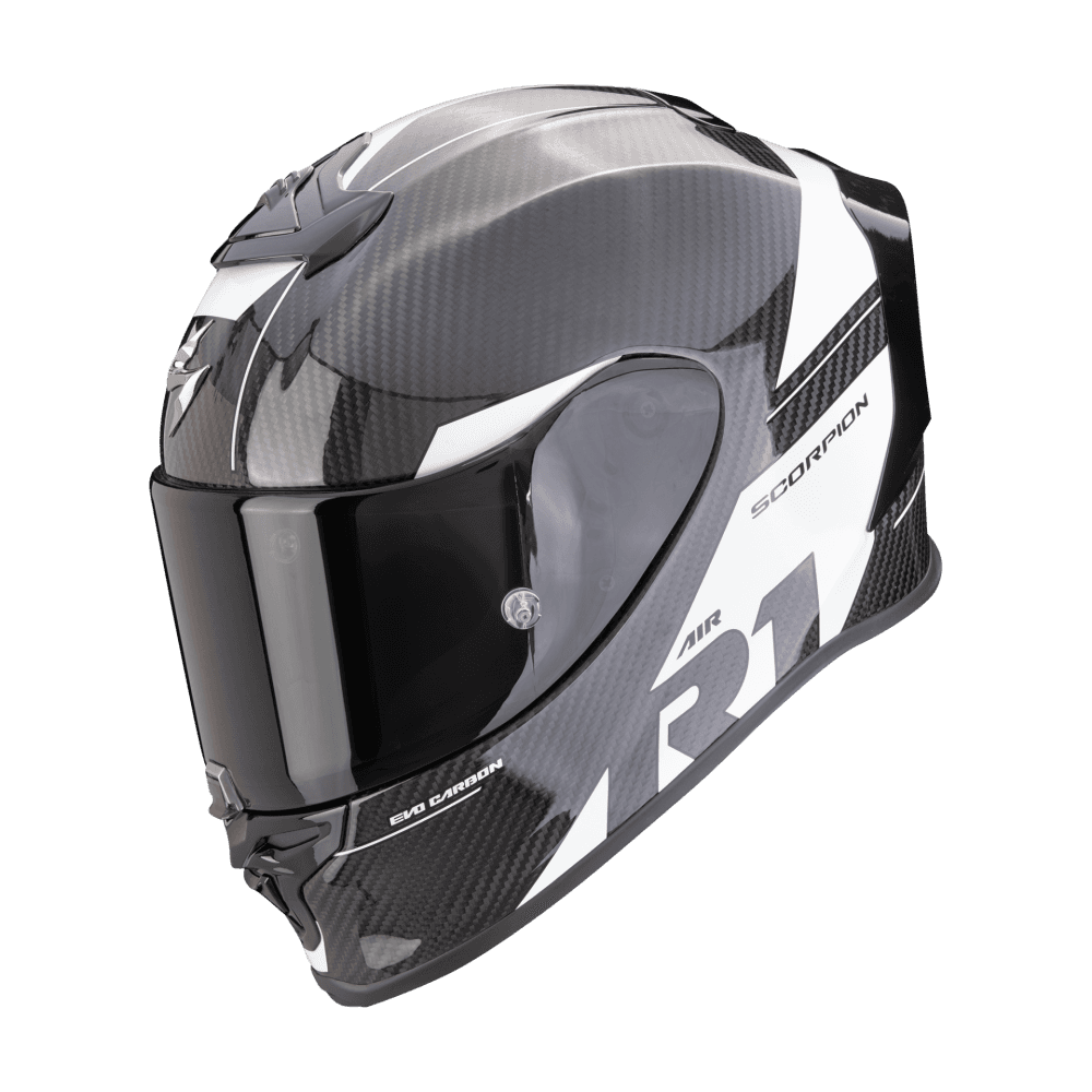 Moto přilba SCORPION EXO-R1 EVO CARBON AIR RALLY černo/bílá