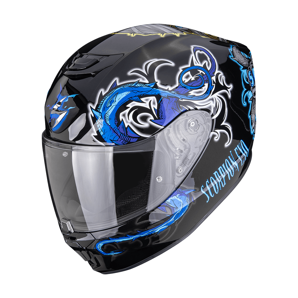 Moto přilba SCORPION EXO-391 MUMIA černo/modrá
