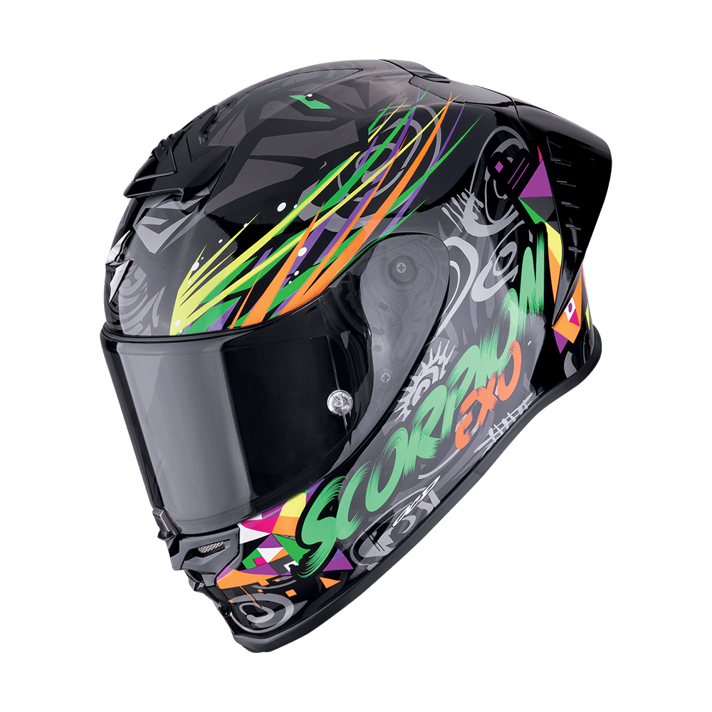 Moto přilba SCORPION EXO-R1 EVO II AIR SAVAGE černo/zeleno/oranžová
