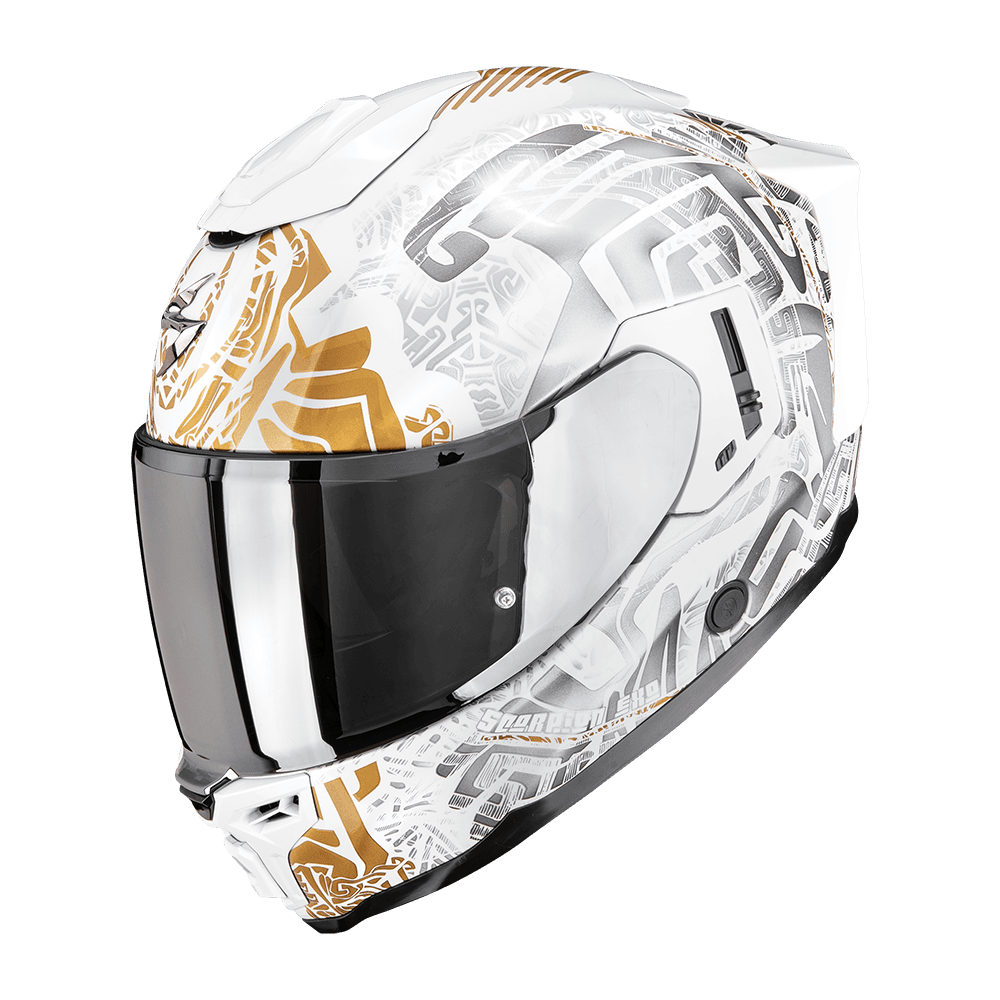 Moto přilba SCORPION EXO-1500 AIR APUS perleťově bílo/šedo/zlatá