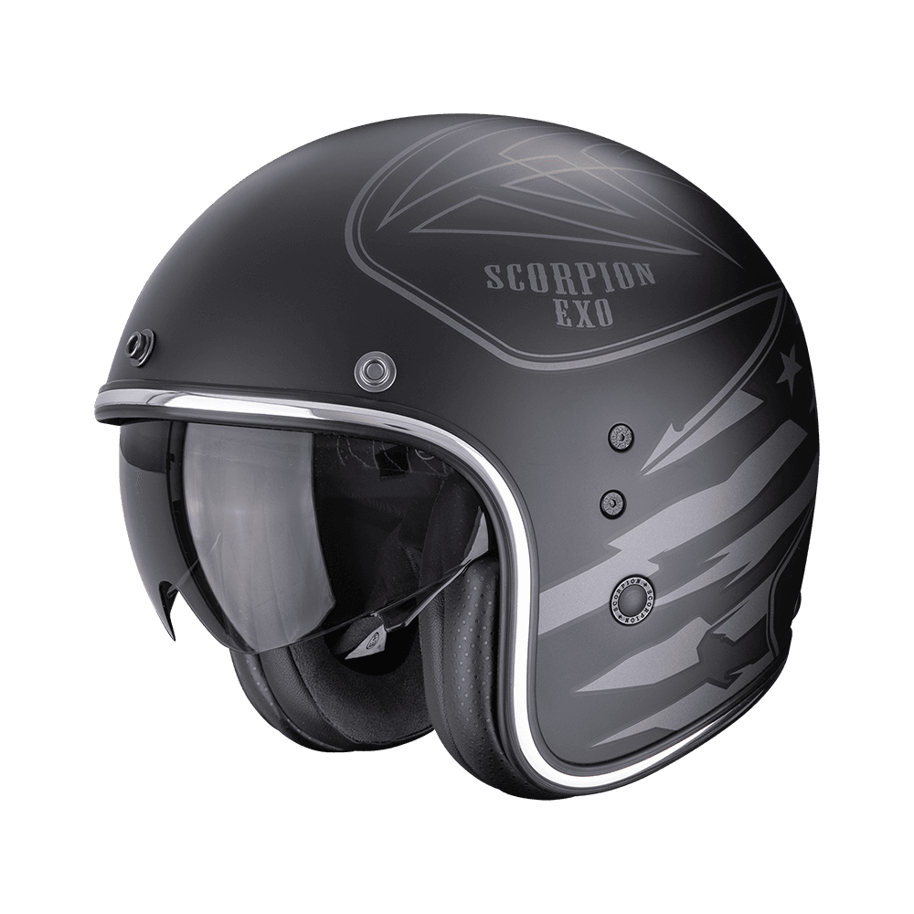 Moto přilba SCORPION BELFAST EVO DAWG matná černo/stříbrná