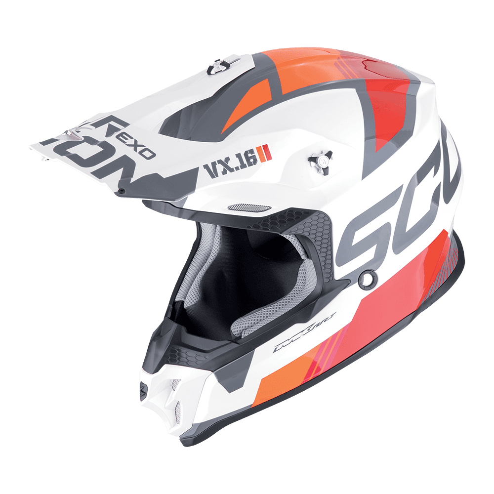 Moto přilba SCORPION VX-16 EVO AIR ANALOG bílo/oranžová