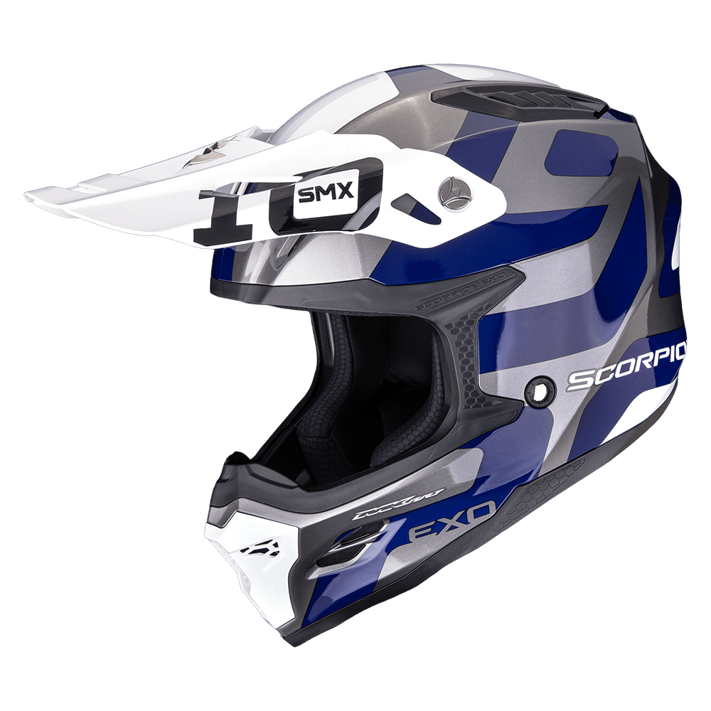 Moto přilba SCORPION SMX-10 LEAP stříbrno/modrá