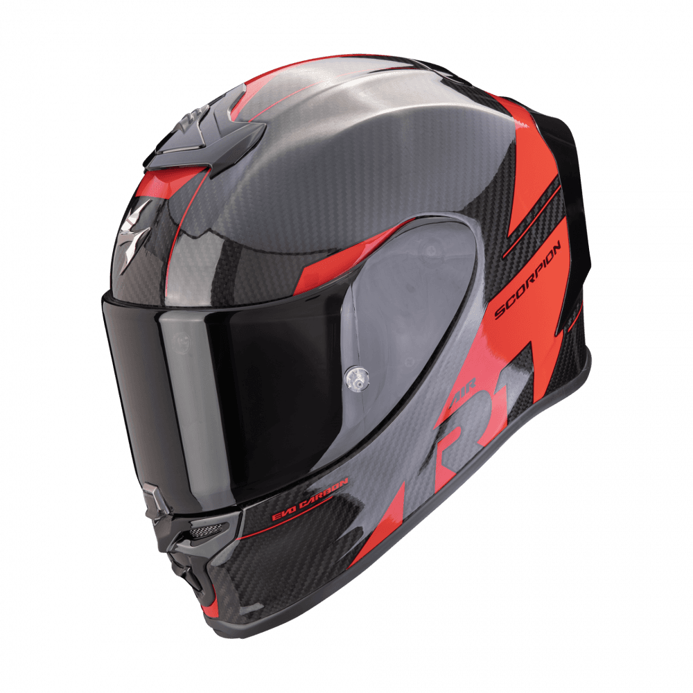 Moto přilba SCORPION EXO-R1 EVO CARBON AIR RALLY černo/červená
