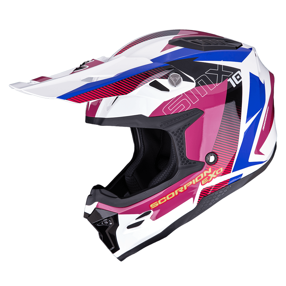 Moto přilba SCORPION SMX-10 SPEED bílo/růžovo/modrá